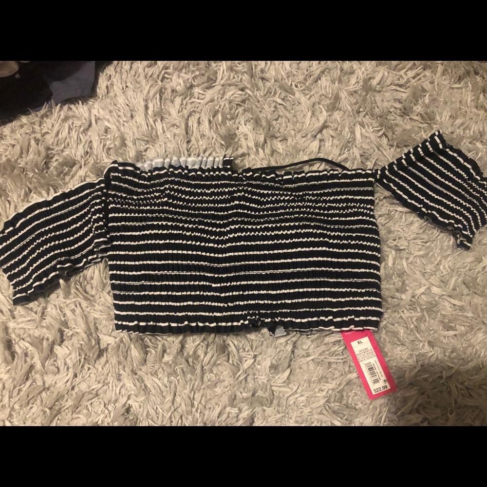 black and white stripe bikini top